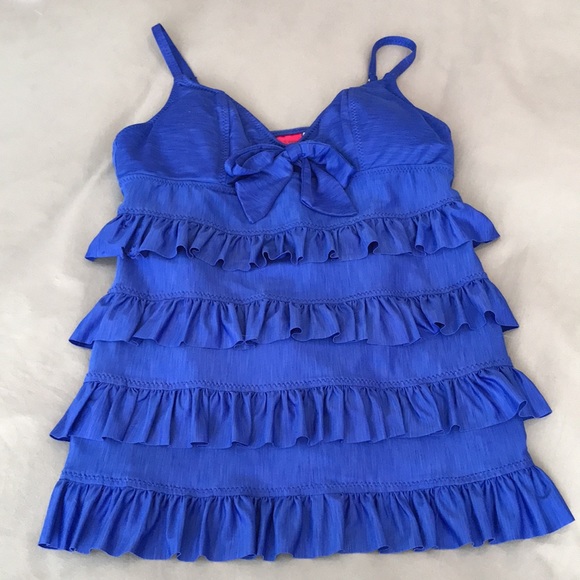 Betsey Johnson Swim Royal Blue Ruffle Two Piece Swimsuit, Size Medium - Picture 8 of 16